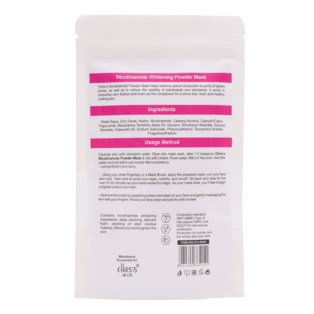 CHIRS NICOTINAMIDE POWDER MASK