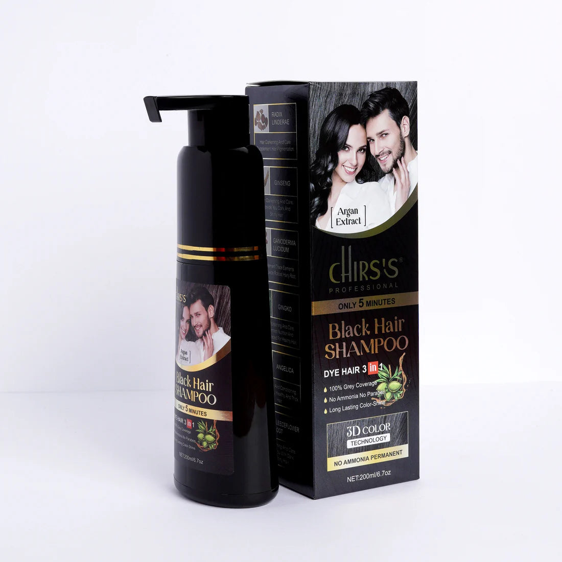 CHIRS PROFESSIONAL HAIR COLOR SHAMPOO 3 IN 1 FOR HAIR , BEARD AND MOUSTACHE